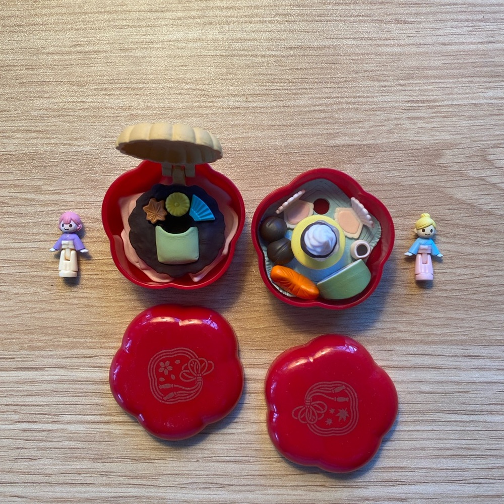 Gashapon Polly Pocket inspired Bento Box Mini Compacts, set of two
